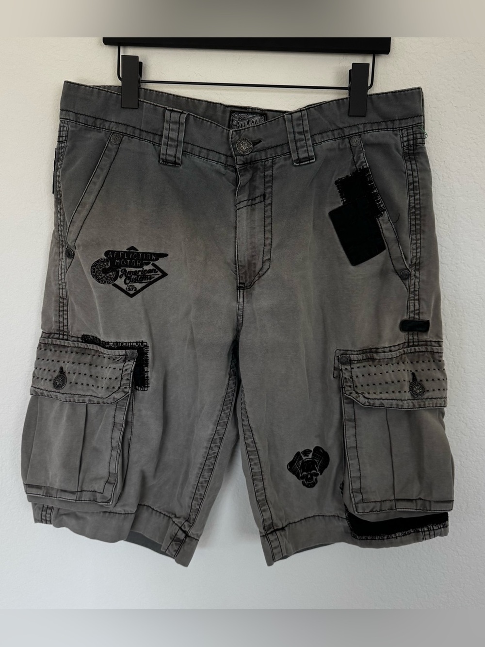 AFFLICTION Cargo American Customs Cargo Shorts Size 34